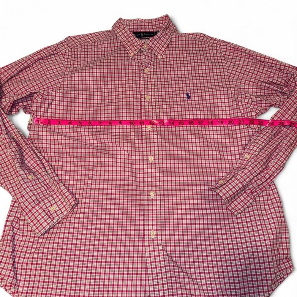 Ralph Lauren XL Button Up Classic Fit Long Sleeve Rose/ White Windowpane Plaid